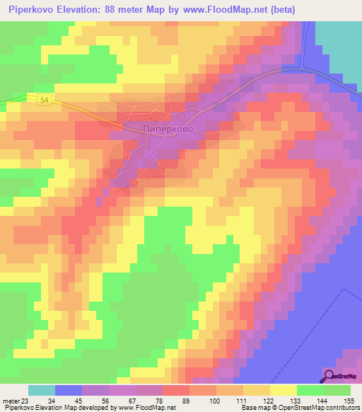 Piperkovo,Bulgaria Elevation Map