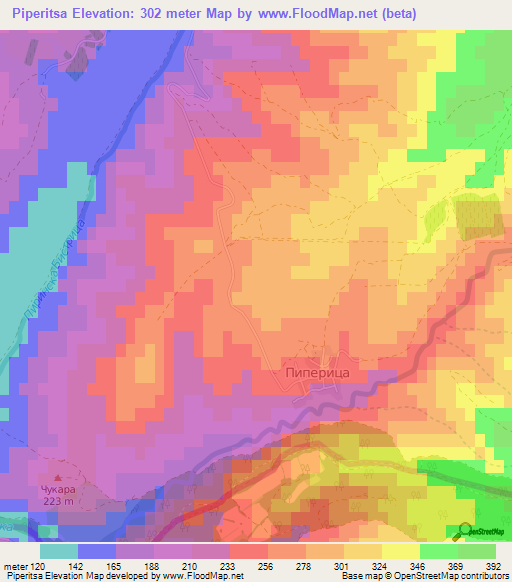 Piperitsa,Bulgaria Elevation Map