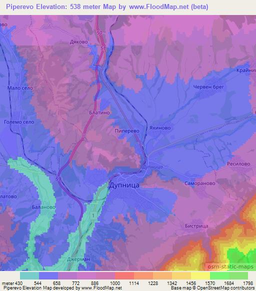 Piperevo,Bulgaria Elevation Map
