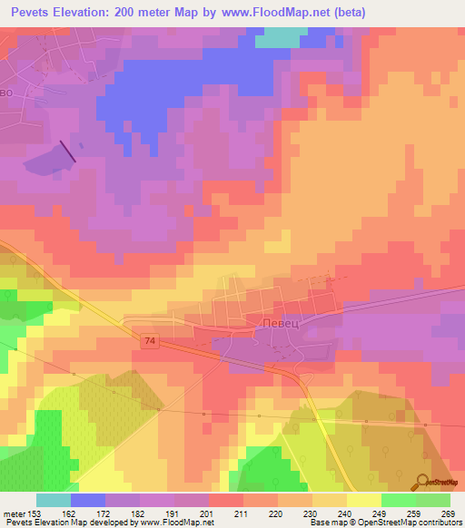 Pevets,Bulgaria Elevation Map