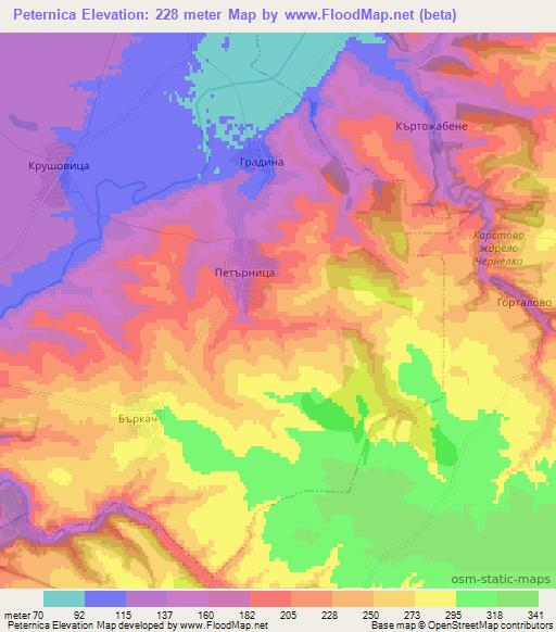 Peternica,Bulgaria Elevation Map