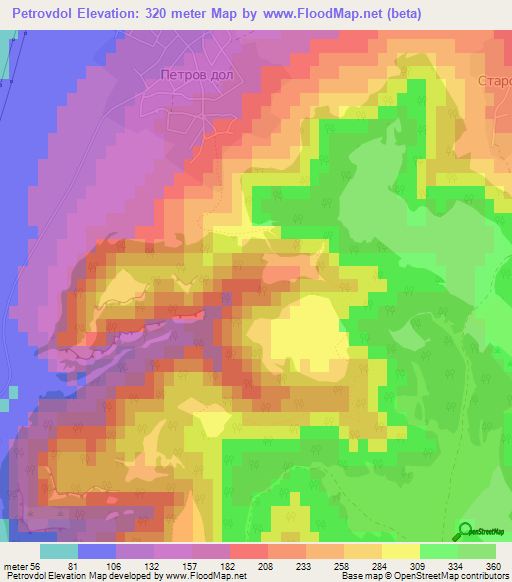 Petrovdol,Bulgaria Elevation Map