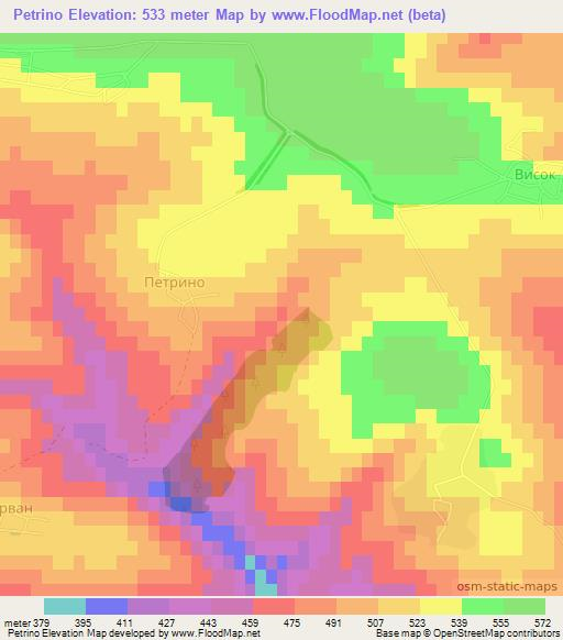 Petrino,Bulgaria Elevation Map