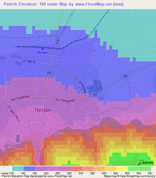 Petrich,Bulgaria Elevation Map
