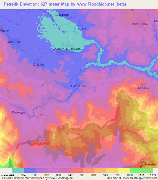 Petrelik,Bulgaria Elevation Map