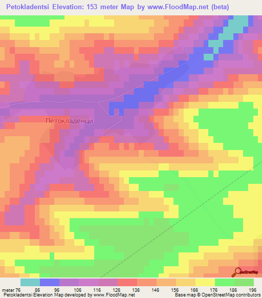 Petokladentsi,Bulgaria Elevation Map