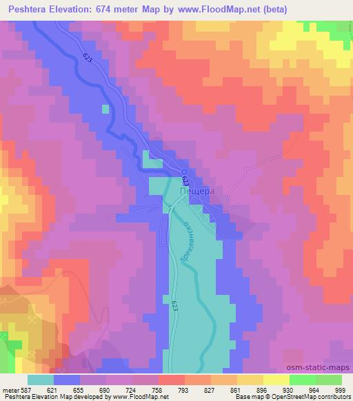 Peshtera,Bulgaria Elevation Map