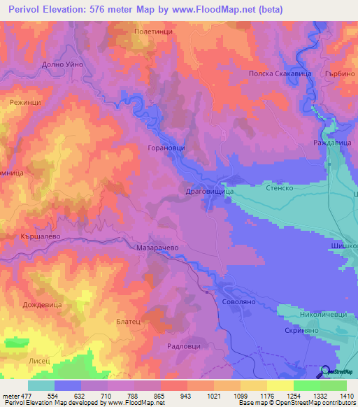 Perivol,Bulgaria Elevation Map