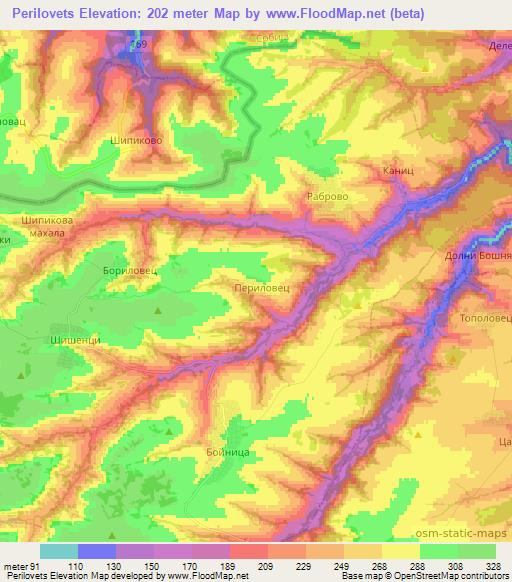 Perilovets,Bulgaria Elevation Map