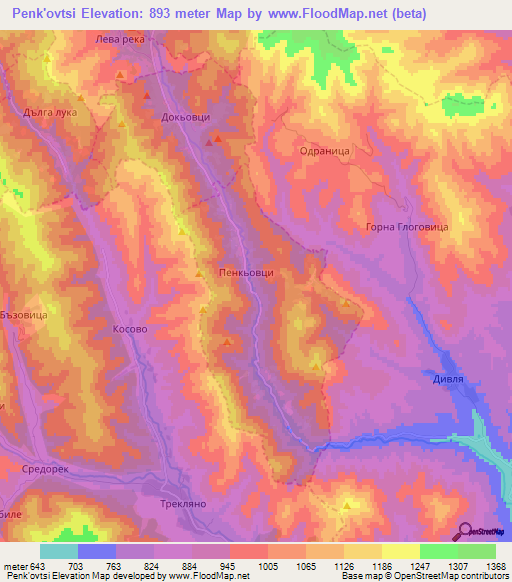 Penk'ovtsi,Bulgaria Elevation Map