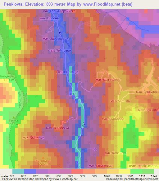 Penk'ovtsi,Bulgaria Elevation Map