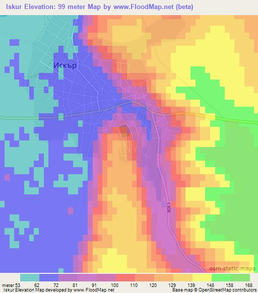 Iskur,Bulgaria Elevation Map