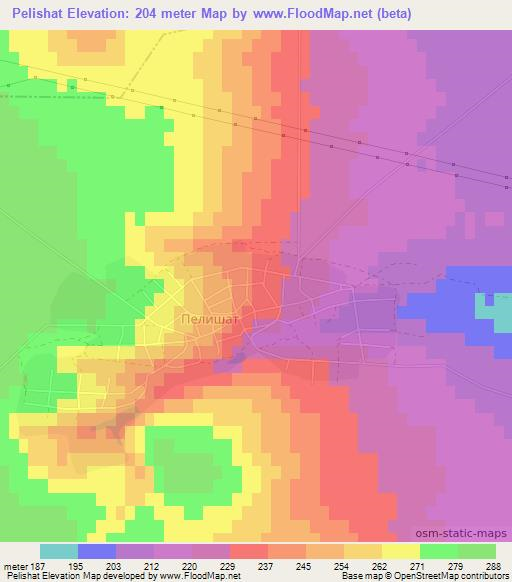 Pelishat,Bulgaria Elevation Map
