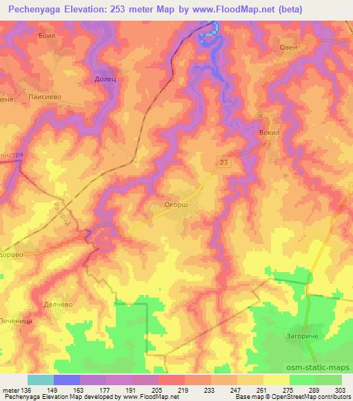 Pechenyaga,Bulgaria Elevation Map