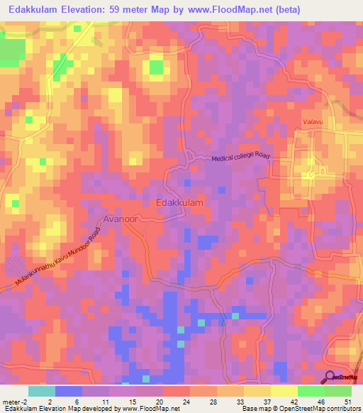 Edakkulam,India Elevation Map