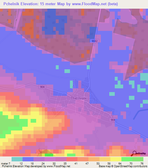 Pchelnik,Bulgaria Elevation Map