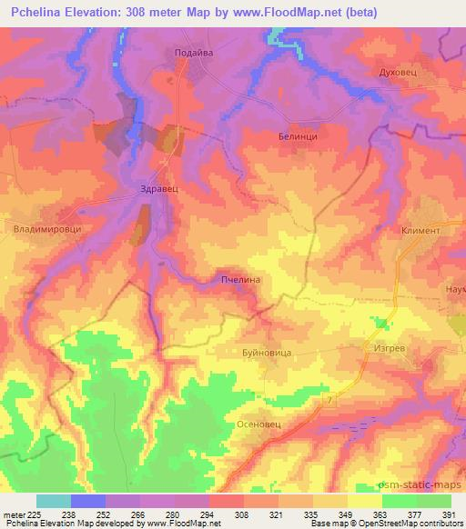 Pchelina,Bulgaria Elevation Map
