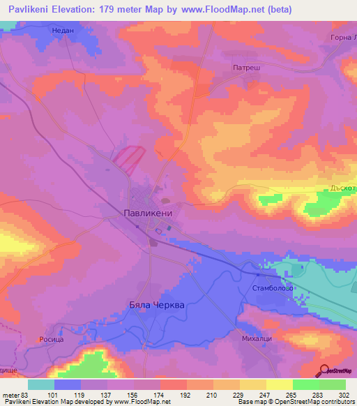 Pavlikeni,Bulgaria Elevation Map