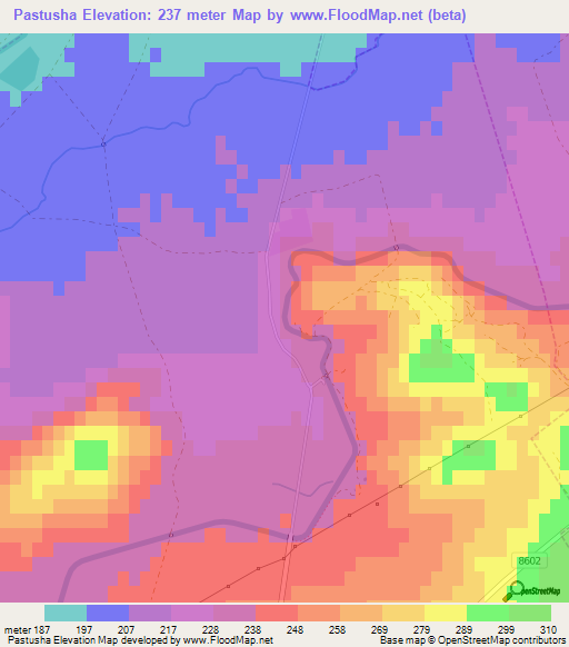 Pastusha,Bulgaria Elevation Map