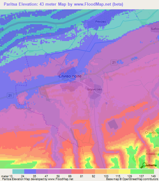 Paritsa,Bulgaria Elevation Map