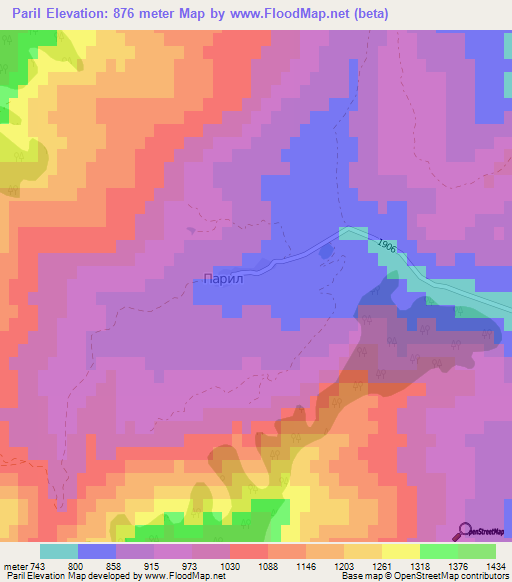 Paril,Bulgaria Elevation Map