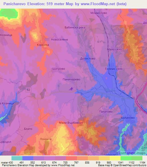 Panicharevo,Bulgaria Elevation Map