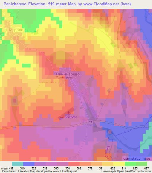 Panicharevo,Bulgaria Elevation Map