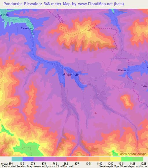 Pandutsite,Bulgaria Elevation Map