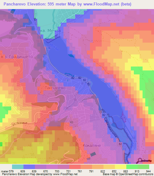 Pancharevo,Bulgaria Elevation Map