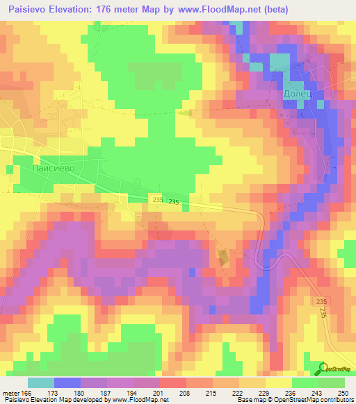 Paisievo,Bulgaria Elevation Map