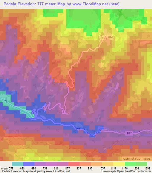 Padala,Bulgaria Elevation Map