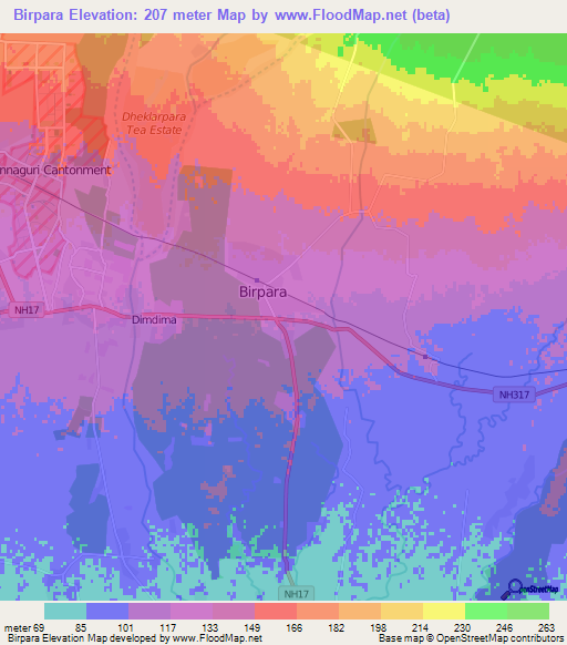 Birpara,India Elevation Map