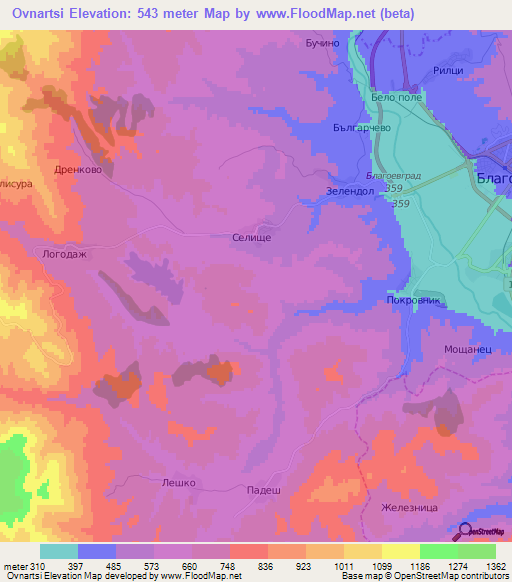 Ovnartsi,Bulgaria Elevation Map