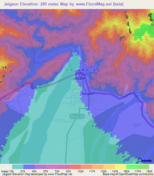 Jaigaon,India Elevation Map