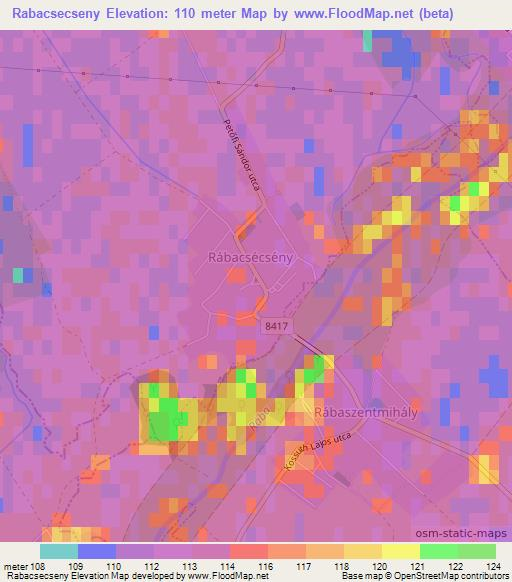 Rabacsecseny,Hungary Elevation Map