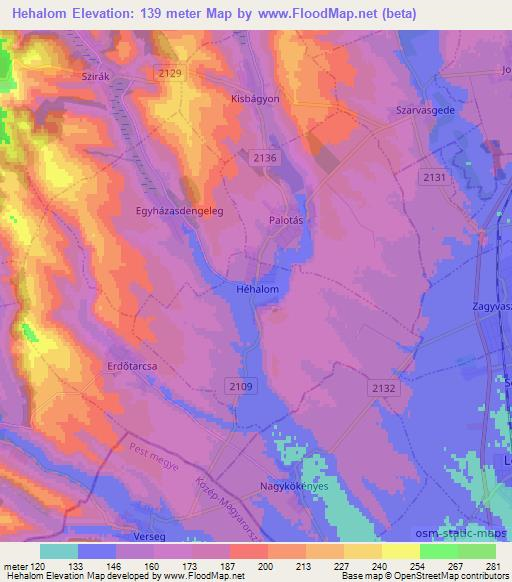Hehalom,Hungary Elevation Map