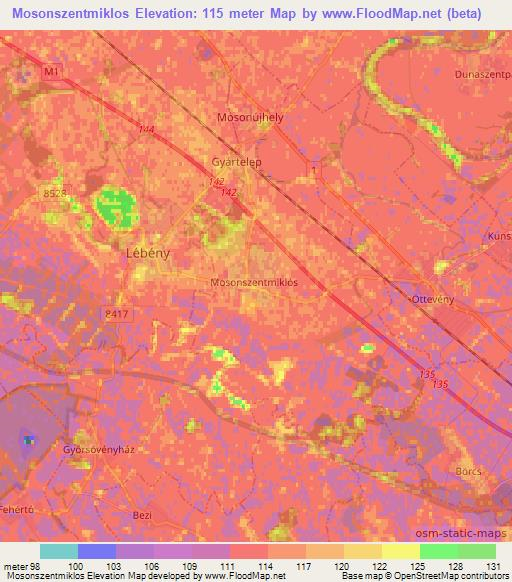 Mosonszentmiklos,Hungary Elevation Map