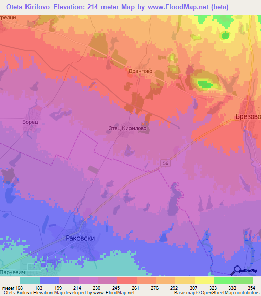 Otets Kirilovo,Bulgaria Elevation Map