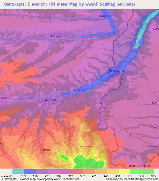 Ostrokaptsi,Bulgaria Elevation Map