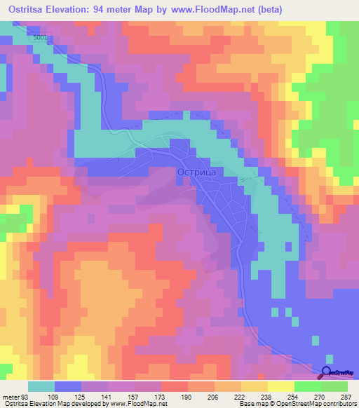 Ostritsa,Bulgaria Elevation Map