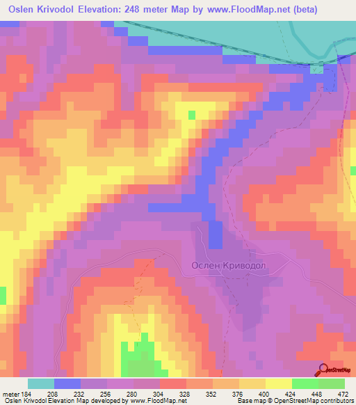 Oslen Krivodol,Bulgaria Elevation Map