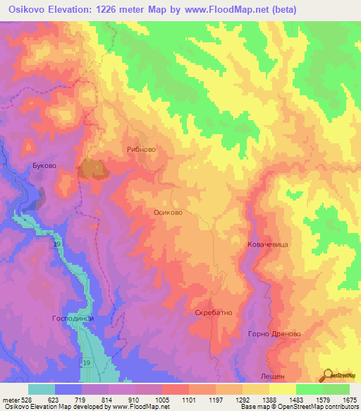 Osikovo,Bulgaria Elevation Map