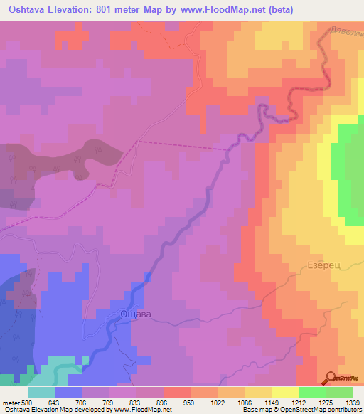 Oshtava,Bulgaria Elevation Map