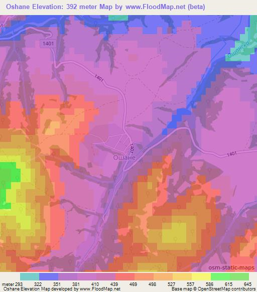 Oshane,Bulgaria Elevation Map