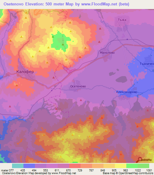 Osetenovo,Bulgaria Elevation Map