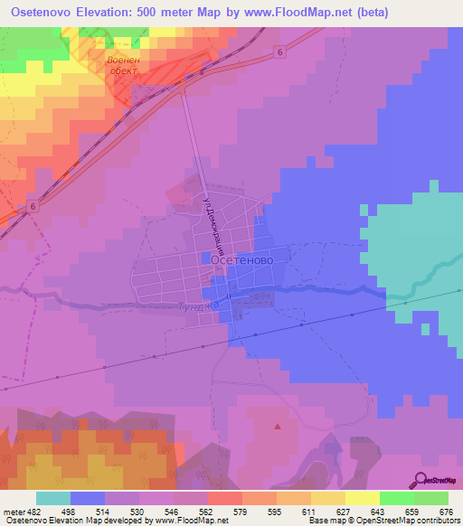 Osetenovo,Bulgaria Elevation Map