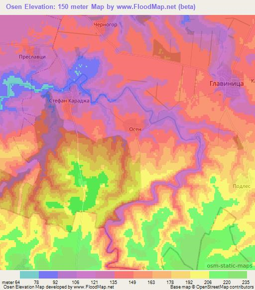 Osen,Bulgaria Elevation Map