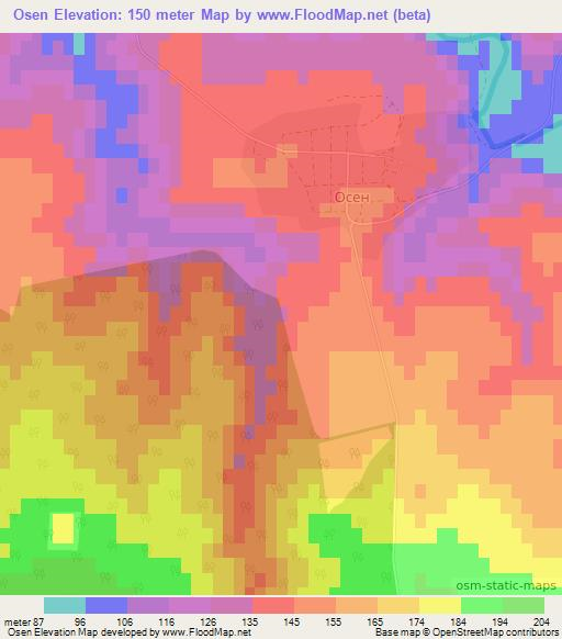 Osen,Bulgaria Elevation Map