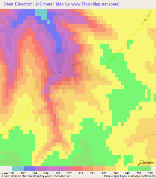 Osen,Bulgaria Elevation Map