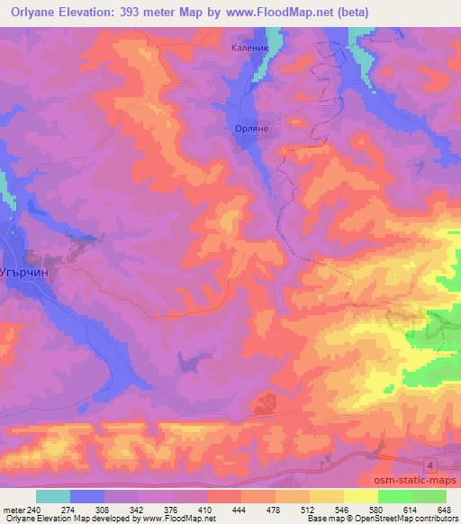 Orlyane,Bulgaria Elevation Map